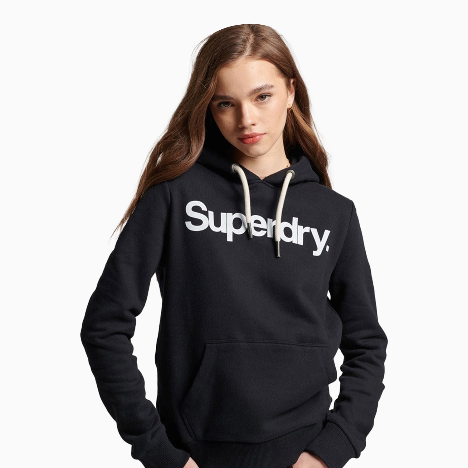 Superdry Women's Core Logo Hoodie - Color: Black - Tops and Bottoms USA -